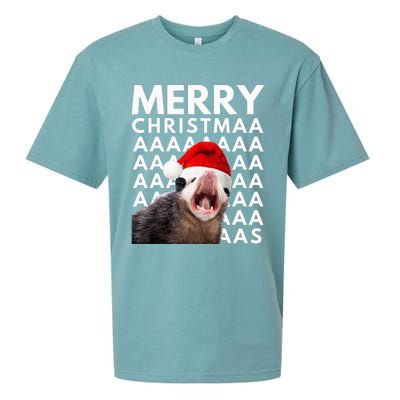 Merry Christmas Opossum Screaming Funny Sueded Cloud Jersey T-Shirt