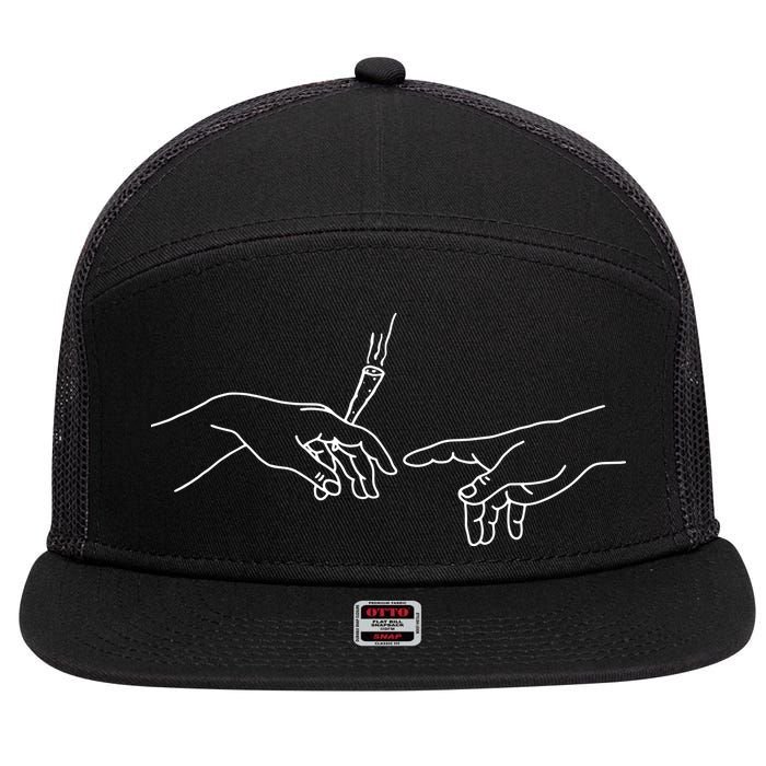 Michelangelo Creation Of Adam Hand Of God With Joint 7 Panel Mesh Trucker Snapback Hat