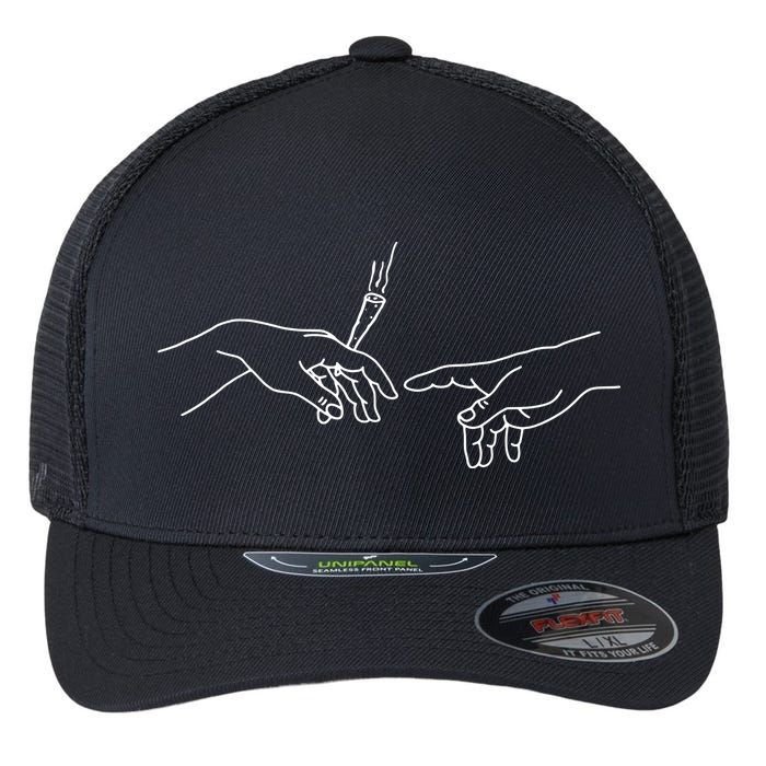 Michelangelo Creation Of Adam Hand Of God With Joint Flexfit Unipanel Trucker Cap