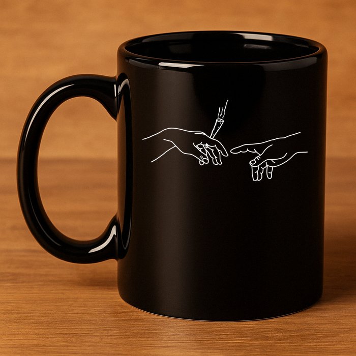 Michelangelo Creation Of Adam Hand Of God With Joint 11oz C Handle Ceramic Mug