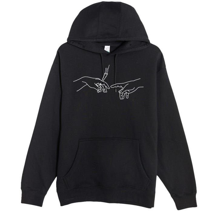 Michelangelo Creation Of Adam Hand Of God With Joint Premium Pullover Hoodie