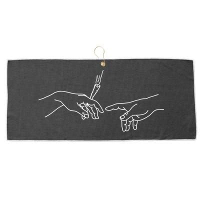 Michelangelo Creation Of Adam Hand Of God With Joint Large Microfiber Waffle Golf Towel