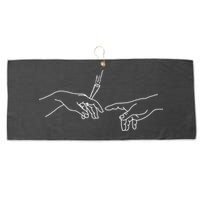 Michelangelo Creation Of Adam Hand Of God With Joint Large Microfiber Waffle Golf Towel