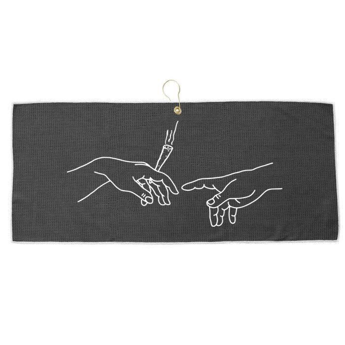 Michelangelo Creation Of Adam Hand Of God With Joint Large Microfiber Waffle Golf Towel