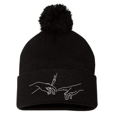Michelangelo Creation Of Adam Hand Of God With Joint Pom Pom 12in Knit Beanie