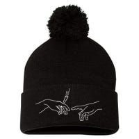 Michelangelo Creation Of Adam Hand Of God With Joint Pom Pom 12in Knit Beanie