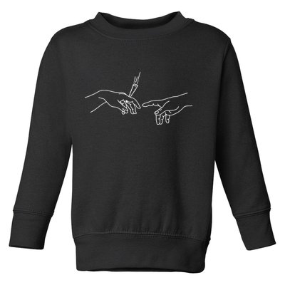 Michelangelo Creation Of Adam Hand Of God With Joint Toddler Sweatshirt