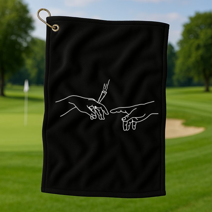 Michelangelo Creation Of Adam Hand Of God With Joint Golf Towel