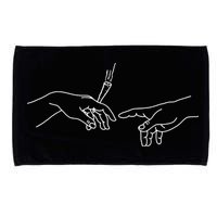 Michelangelo Creation Of Adam Hand Of God With Joint Microfiber Hand Towel
