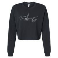 Michelangelo Creation Of Adam Hand Of God With Joint Cropped Pullover Crew