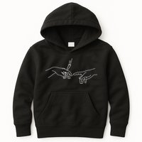 Michelangelo Creation Of Adam Hand Of God With Joint Kids Hoodie