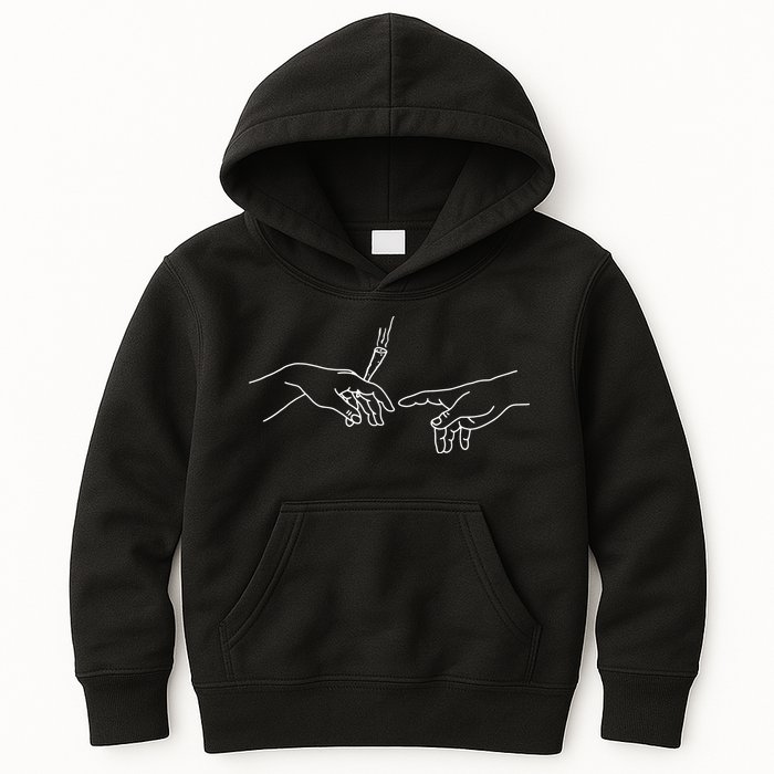 Michelangelo Creation Of Adam Hand Of God With Joint Kids Hoodie