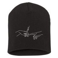 Michelangelo Creation Of Adam Hand Of God With Joint Short Acrylic Beanie