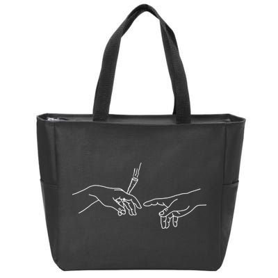 Michelangelo Creation Of Adam Hand Of God With Joint Zip Tote Bag