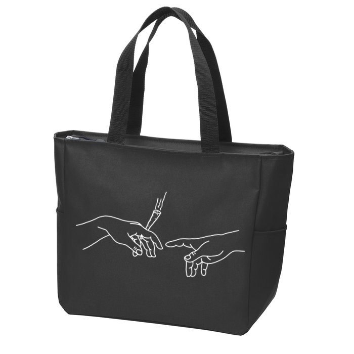 Michelangelo Creation Of Adam Hand Of God With Joint Zip Tote Bag