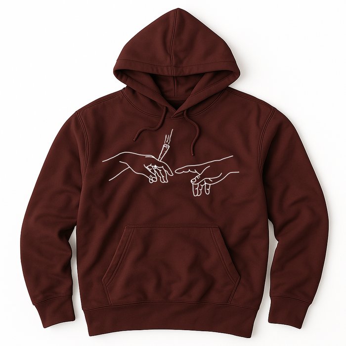 Michelangelo Creation Of Adam Hand Of God With Joint Hoodie