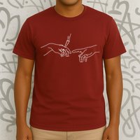 Michelangelo Creation Of Adam Hand Of God With Joint T-Shirt