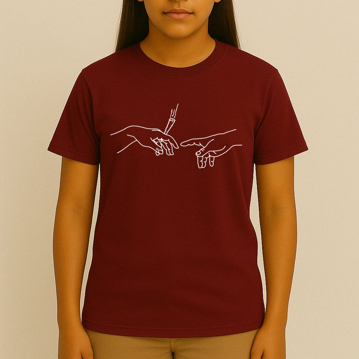 Michelangelo Creation Of Adam Hand Of God With Joint T-Shirt