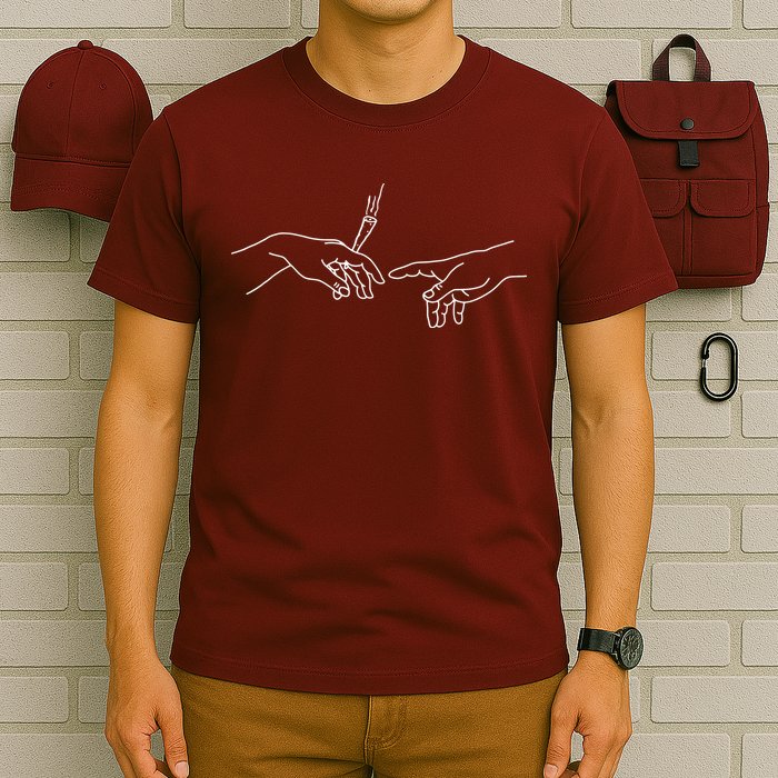 Michelangelo Creation Of Adam Hand Of God With Joint T-Shirt
