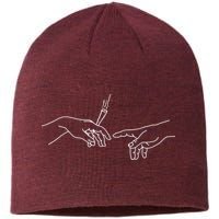 Michelangelo Creation Of Adam Hand Of God With Joint Sustainable Beanie