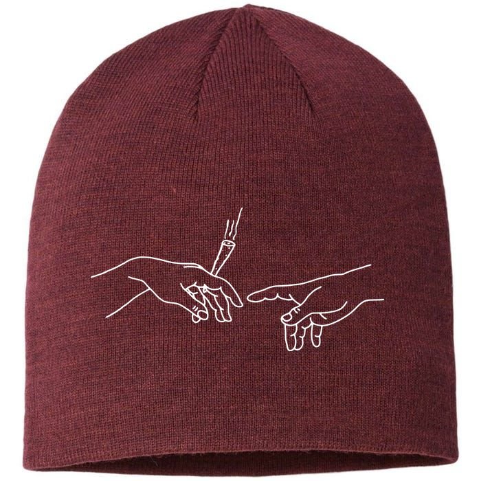 Michelangelo Creation Of Adam Hand Of God With Joint Sustainable Beanie