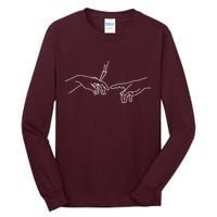 Michelangelo Creation Of Adam Hand Of God With Joint Tall Long Sleeve T-Shirt