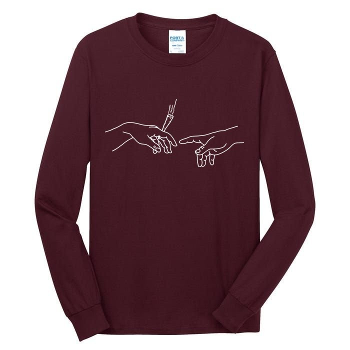 Michelangelo Creation Of Adam Hand Of God With Joint Tall Long Sleeve T-Shirt