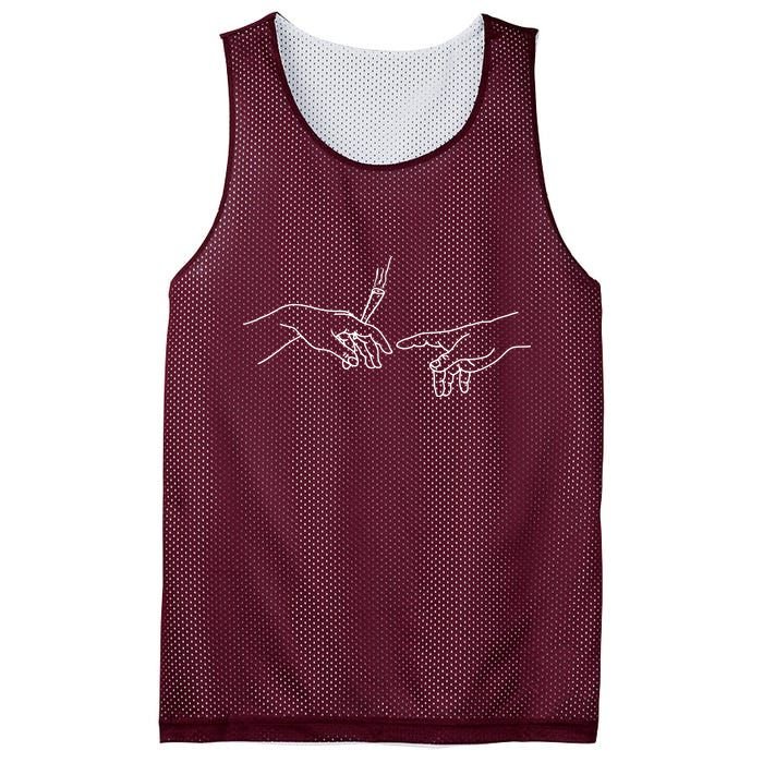 Michelangelo Creation Of Adam Hand Of God With Joint Mesh Reversible Basketball Jersey Tank