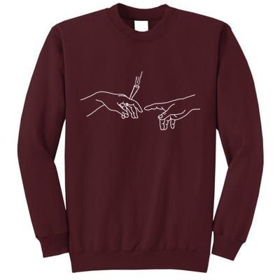 Michelangelo Creation Of Adam Hand Of God With Joint Tall Sweatshirt