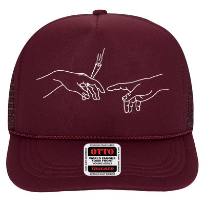 Michelangelo Creation Of Adam Hand Of God With Joint Trucker Hat