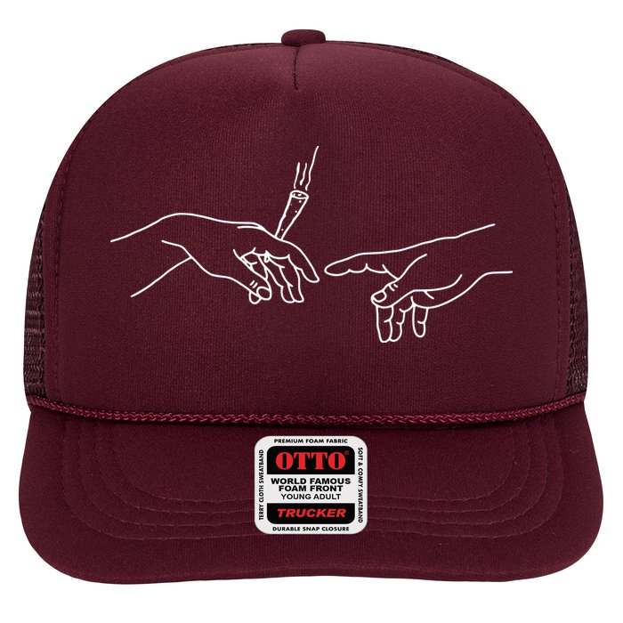 Michelangelo Creation Of Adam Hand Of God With Joint Trucker Hat