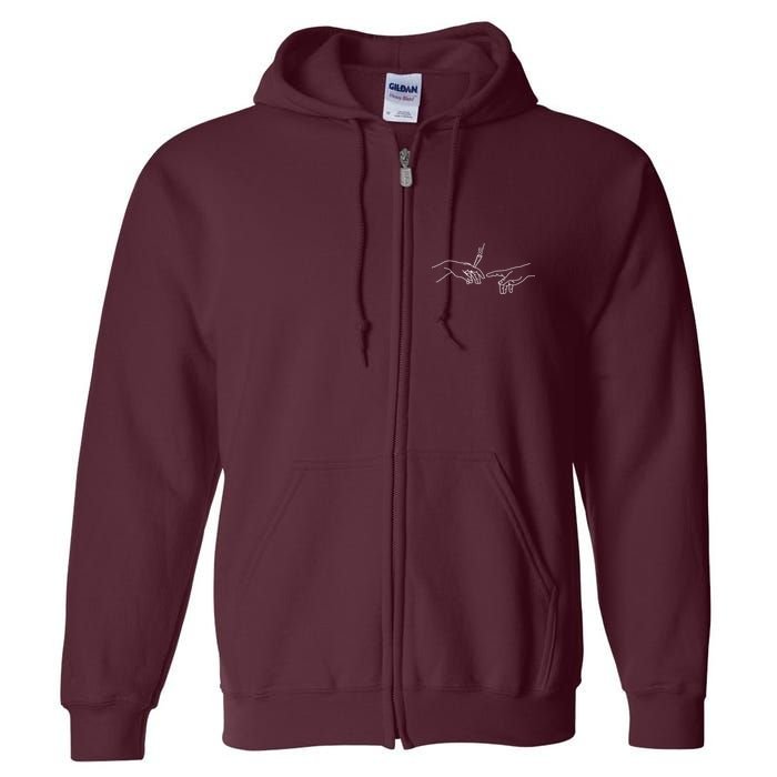 Michelangelo Creation Of Adam Hand Of God With Joint Full Zip Hoodie