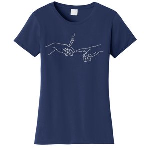 Michelangelo Creation Of Adam Hand Of God With Joint Women's T-Shirt