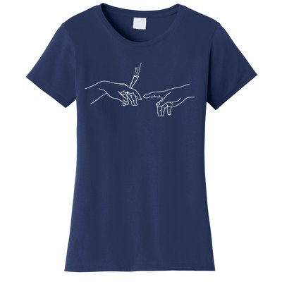 Michelangelo Creation Of Adam Hand Of God With Joint Women's T-Shirt