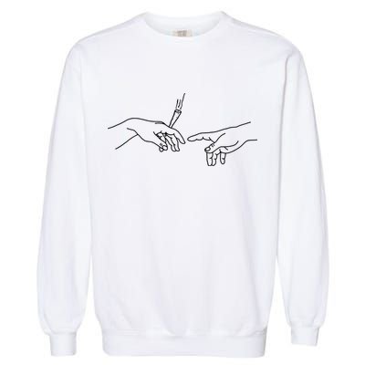 Michelangelo Creation Of Adam Hand Of God With Joint Garment-Dyed Sweatshirt