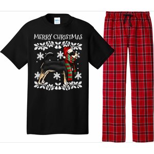 Merry Christmas Ornat Black Chihuahua Xmas Santa Gift Pajama Set