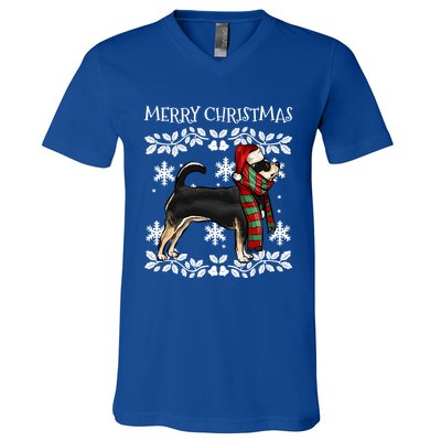 Merry Christmas Ornat Black Chihuahua Xmas Santa Gift V-Neck T-Shirt