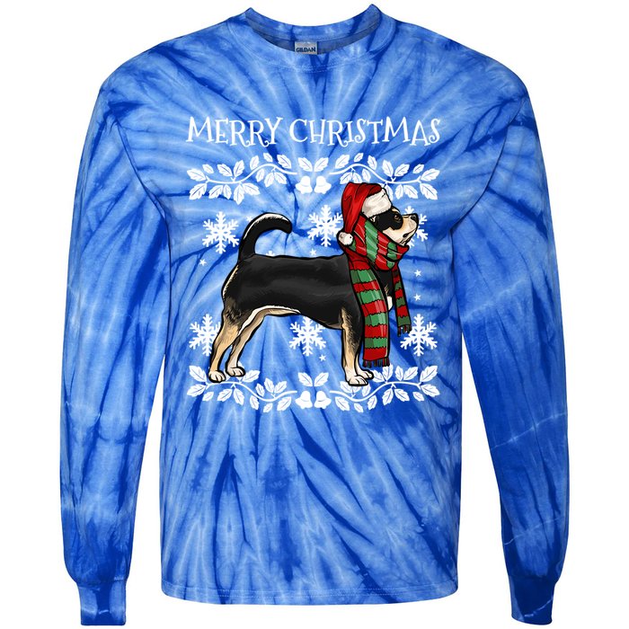 Merry Christmas Ornat Black Chihuahua Xmas Santa Gift Tie-Dye Long Sleeve Shirt