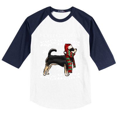 Merry Christmas Ornat Black Chihuahua Xmas Santa Gift Baseball Sleeve Shirt