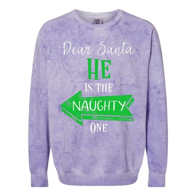 Matching Christmas Outfit For Couples HeS The Naughty One Colorblast Crewneck Sweatshirt