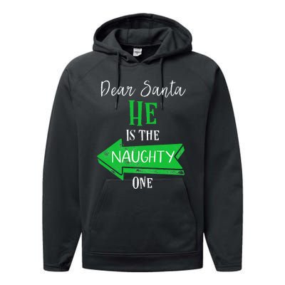 Matching Christmas Outfit For Couples HeS The Naughty One Performance Fleece Hoodie