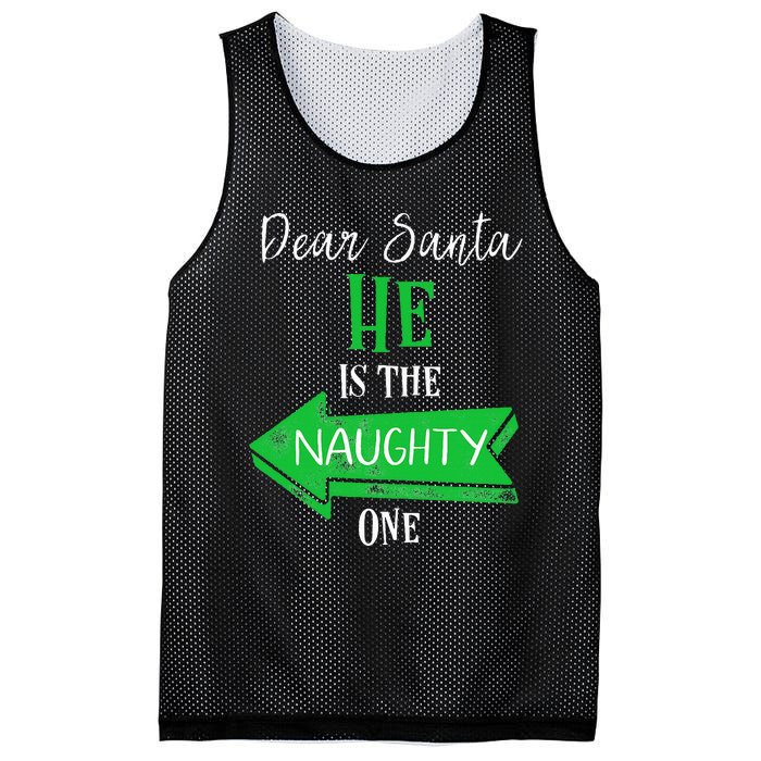 Matching Christmas Outfit For Couples HeS The Naughty One Mesh Reversible Basketball Jersey Tank