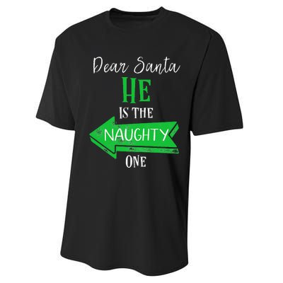 Matching Christmas Outfit For Couples HeS The Naughty One Performance Sprint T-Shirt