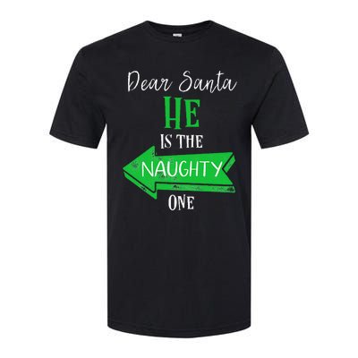 Matching Christmas Outfit For Couples HeS The Naughty One Softstyle CVC T-Shirt