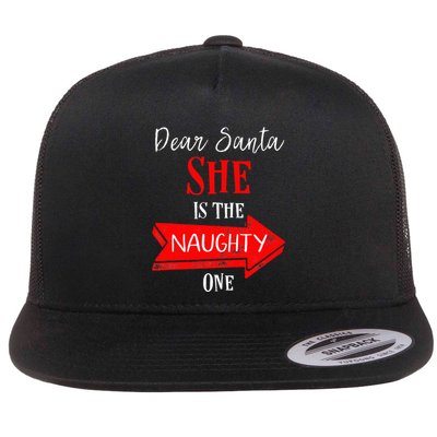 Matching Christmas Outfit For Couples SheS The Naughty One Flatbill Hat