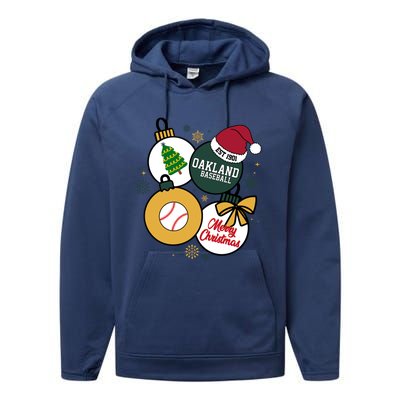 Merry Christmas Oakland Baseball Est 1901 Performance Fleece Hoodie