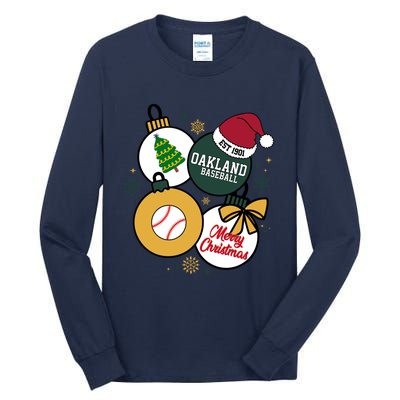 Merry Christmas Oakland Baseball Est 1901 Tall Long Sleeve T-Shirt