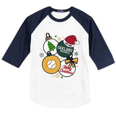 Merry Christmas Oakland Baseball Est 1901 Baseball Sleeve Shirt