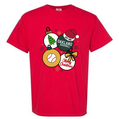 Merry Christmas Oakland Baseball Est 1901 Garment-Dyed Heavyweight T-Shirt