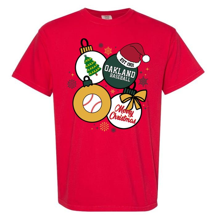 Merry Christmas Oakland Baseball Est 1901 Garment-Dyed Heavyweight T-Shirt